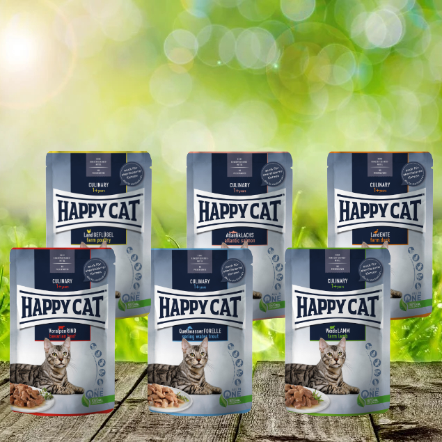 Happy Cat Meat in Sauce Pouches 6fach sortiert (24 x 85 g)